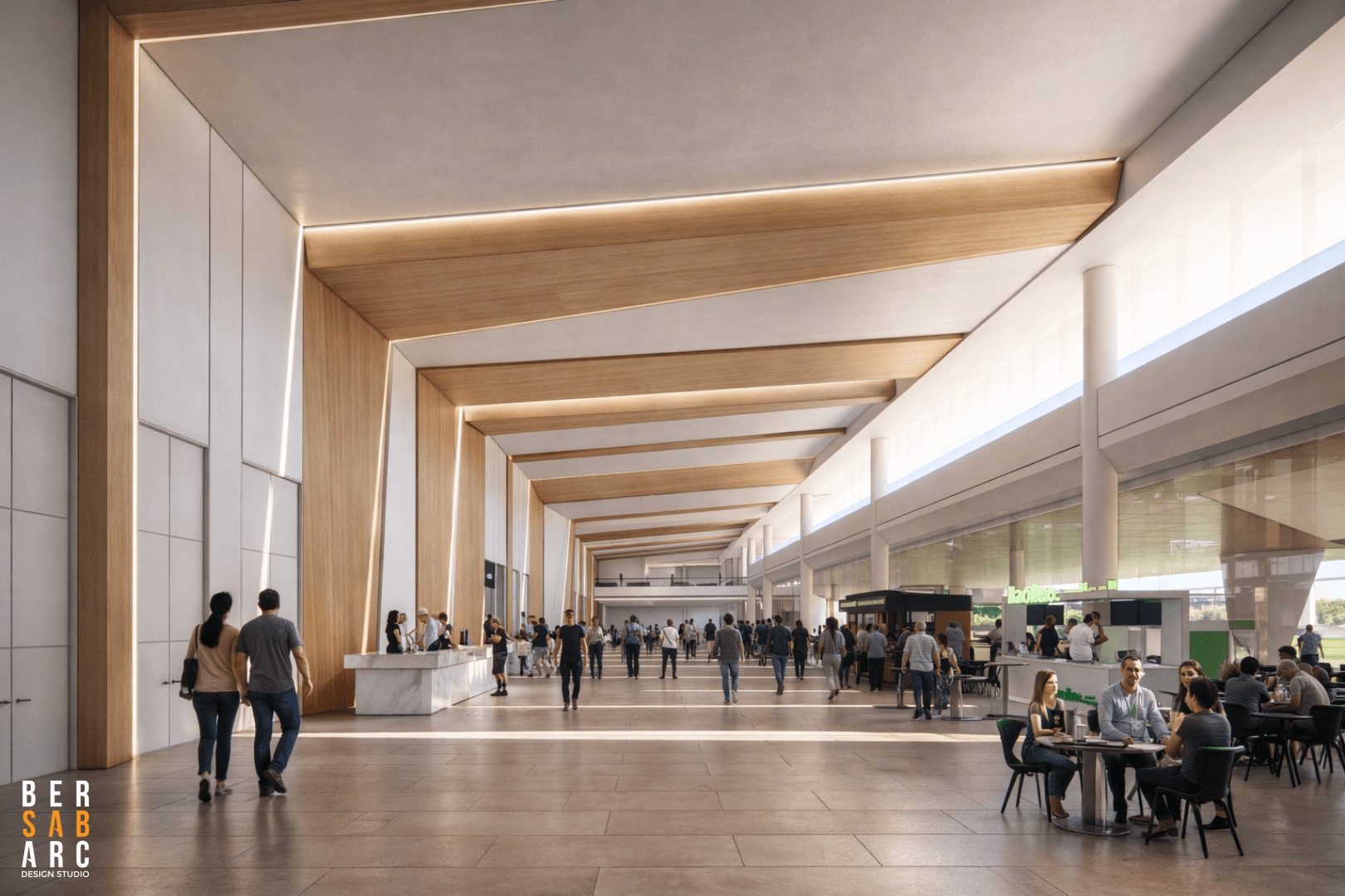 Davcon Maa Grand Lobby showing Delaunay and Voronoi geometry expressed in the triangulated timber ceiling panels