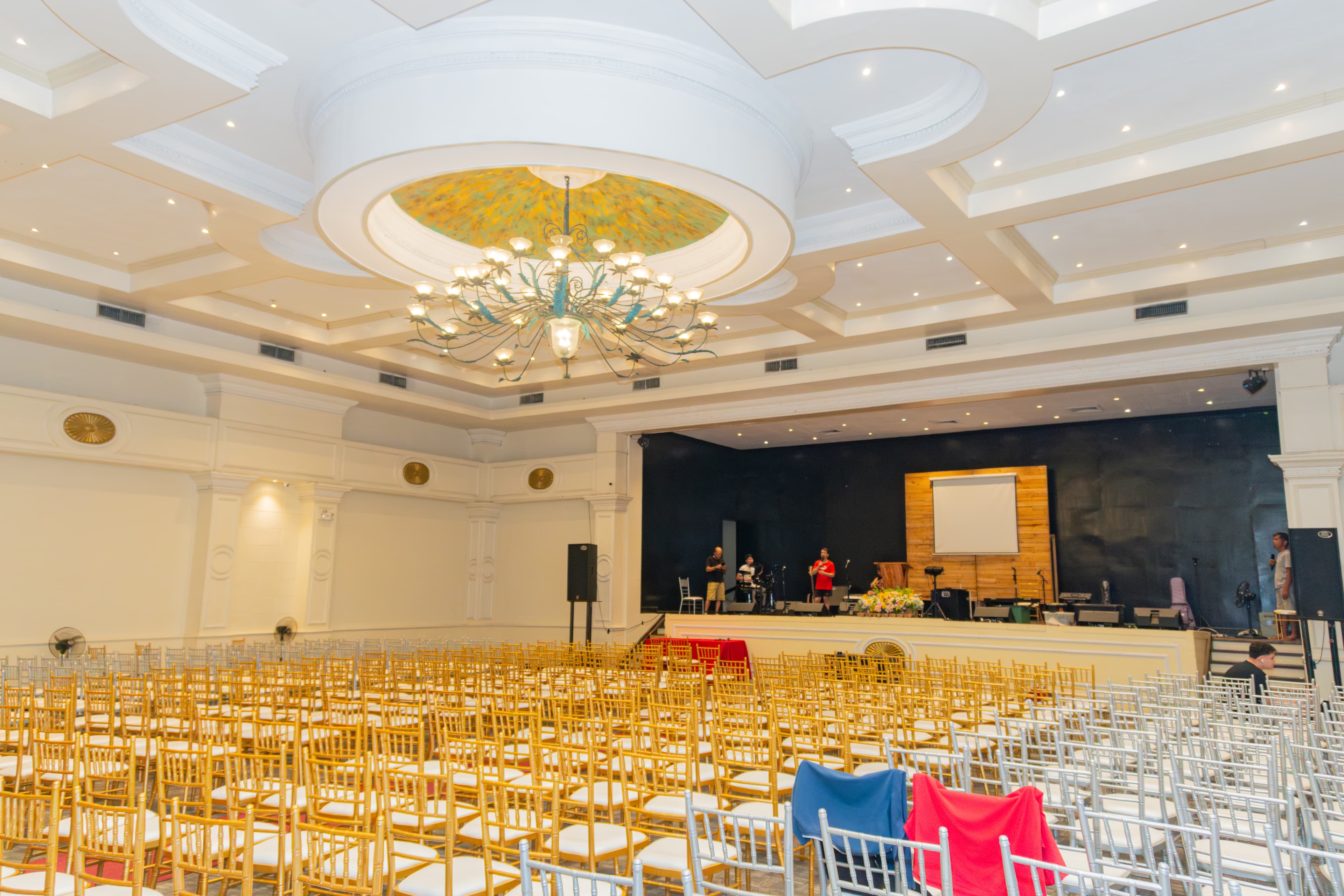 Grand Ballroom in conference setup with gold chiavari chairs